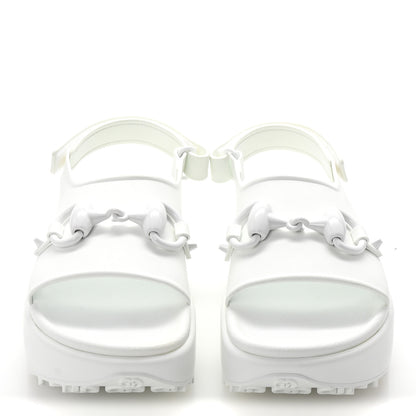 Gucci Soft Rubber Horsebit Touch Womens Strapped Sandals 37 Great White 3 of 9
