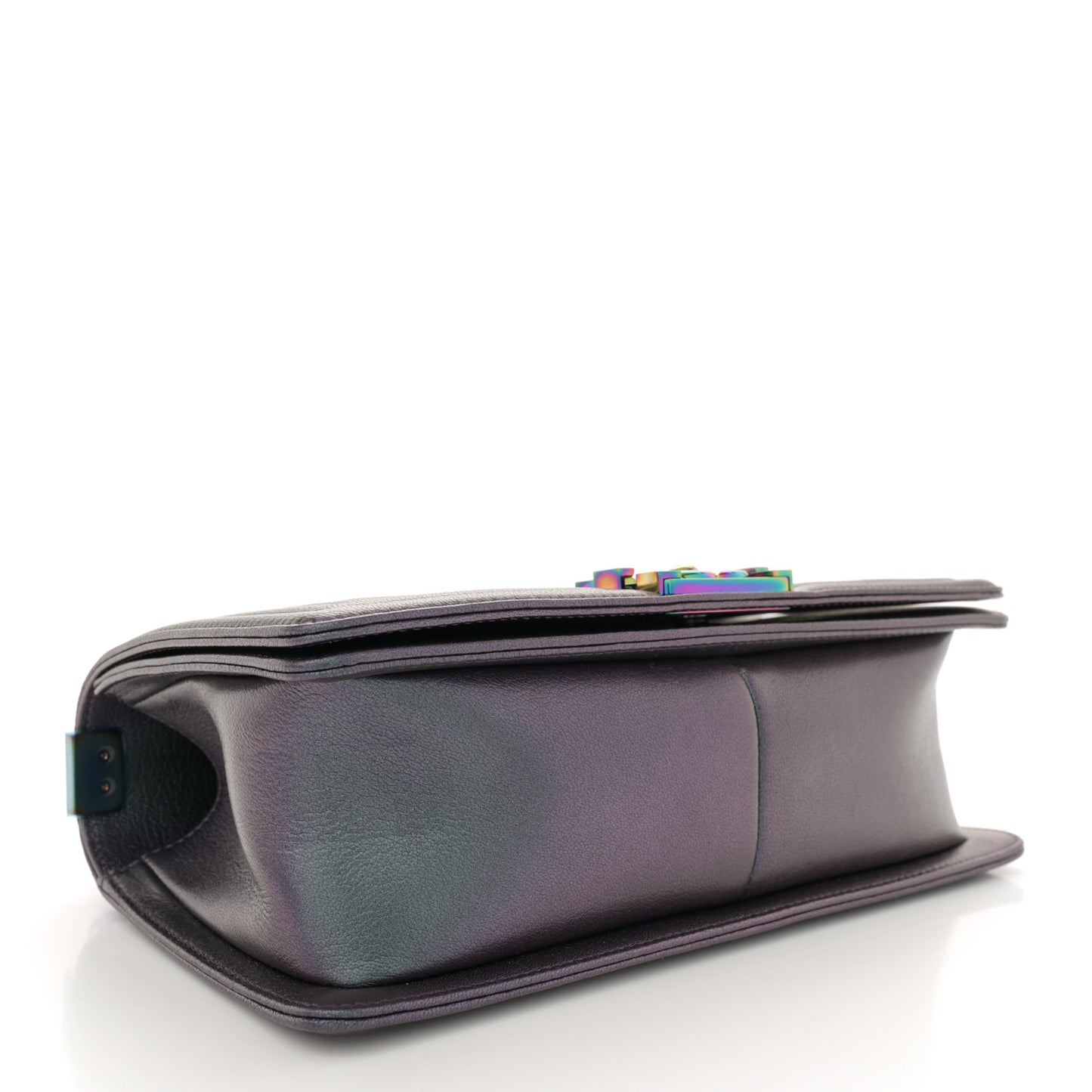 Iridescent Goatskin Quilted Medium Boy Flap Purple