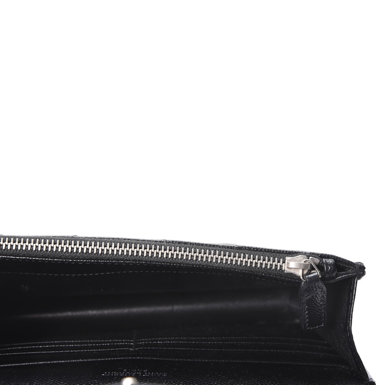 Saint Laurent Grain De Poudre Matelasse Chevron Monogram Envelope Chain Wallet Black 4 of 9