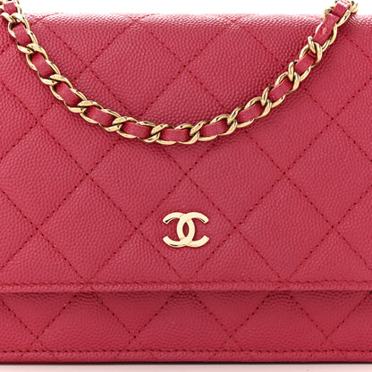 Chanel Caviar Quilted Wallet on Chain WOC Dark Pink 9 of 12