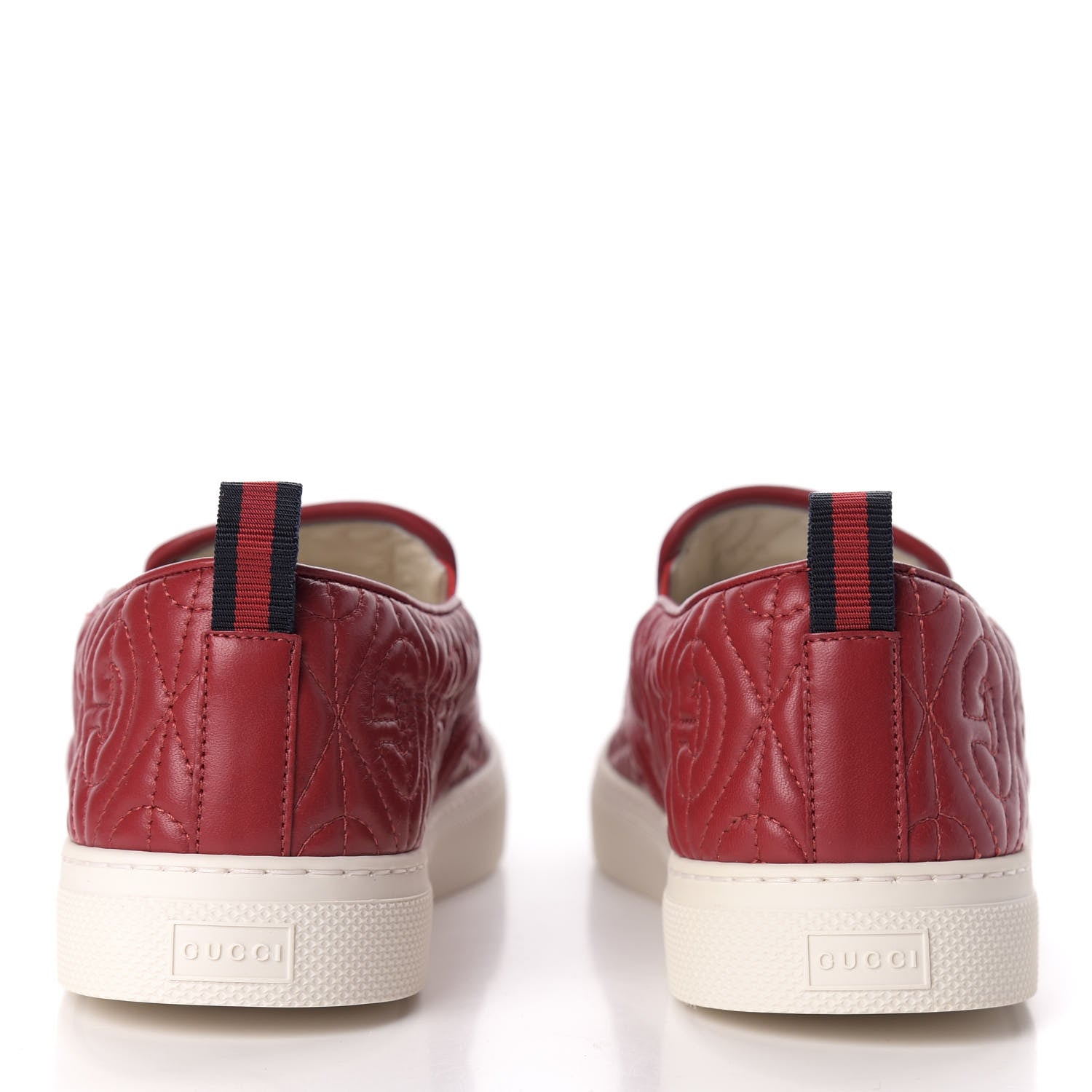 Gucci Nappa Web G Rhombus Quilted Mens Slip On Sneakers 9 Hibiscus Red Rosso 6 of 10