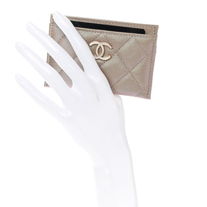 Chanel Iridescent Caviar Quilted Card Holder Beige 2 of 10