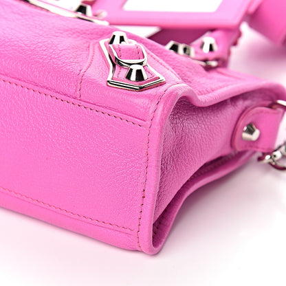 Balenciaga Chevre Silver Metallic Edge Hardware Mini City Rose Fluo 10 of 11