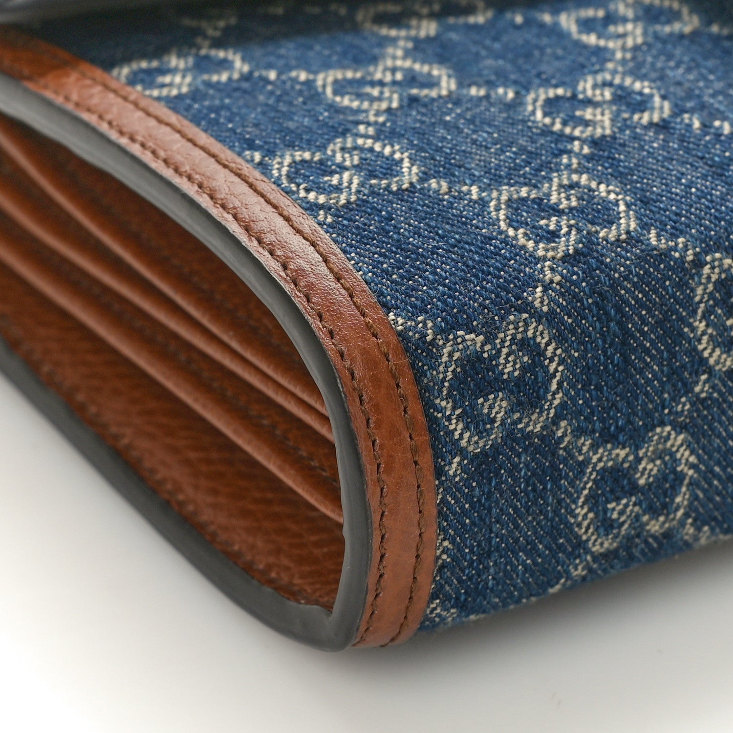 Gucci New Denim GG Monogram Dollar Calfskin Enamel Mini Dionysus Chain Wallet Blue Tea Cuir Epilog Electric Blue 9 of 10