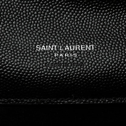 Saint Laurent Grain De Poudre Matelasse Chevron Monogram Envelope Clutch Black 6 of 8