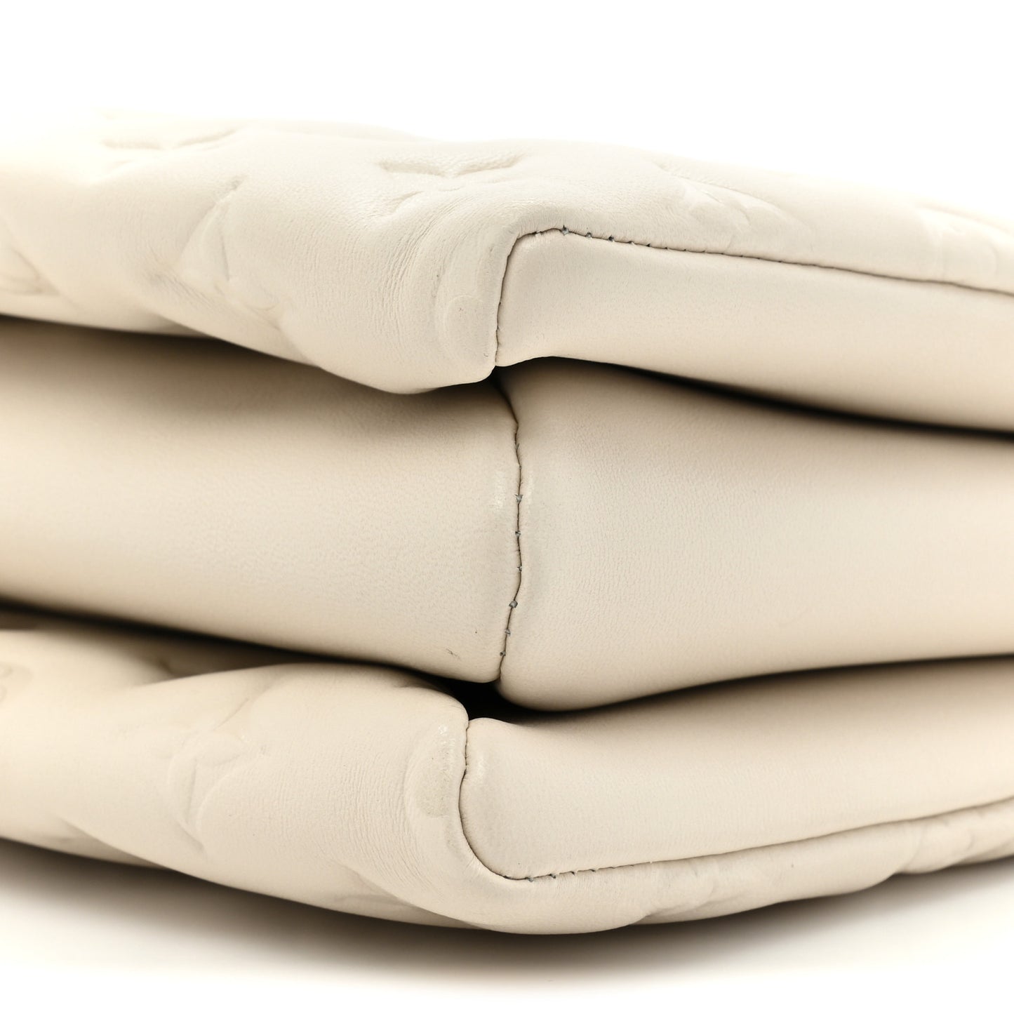 Lambskin Embossed Monogram Coussin PM Cream