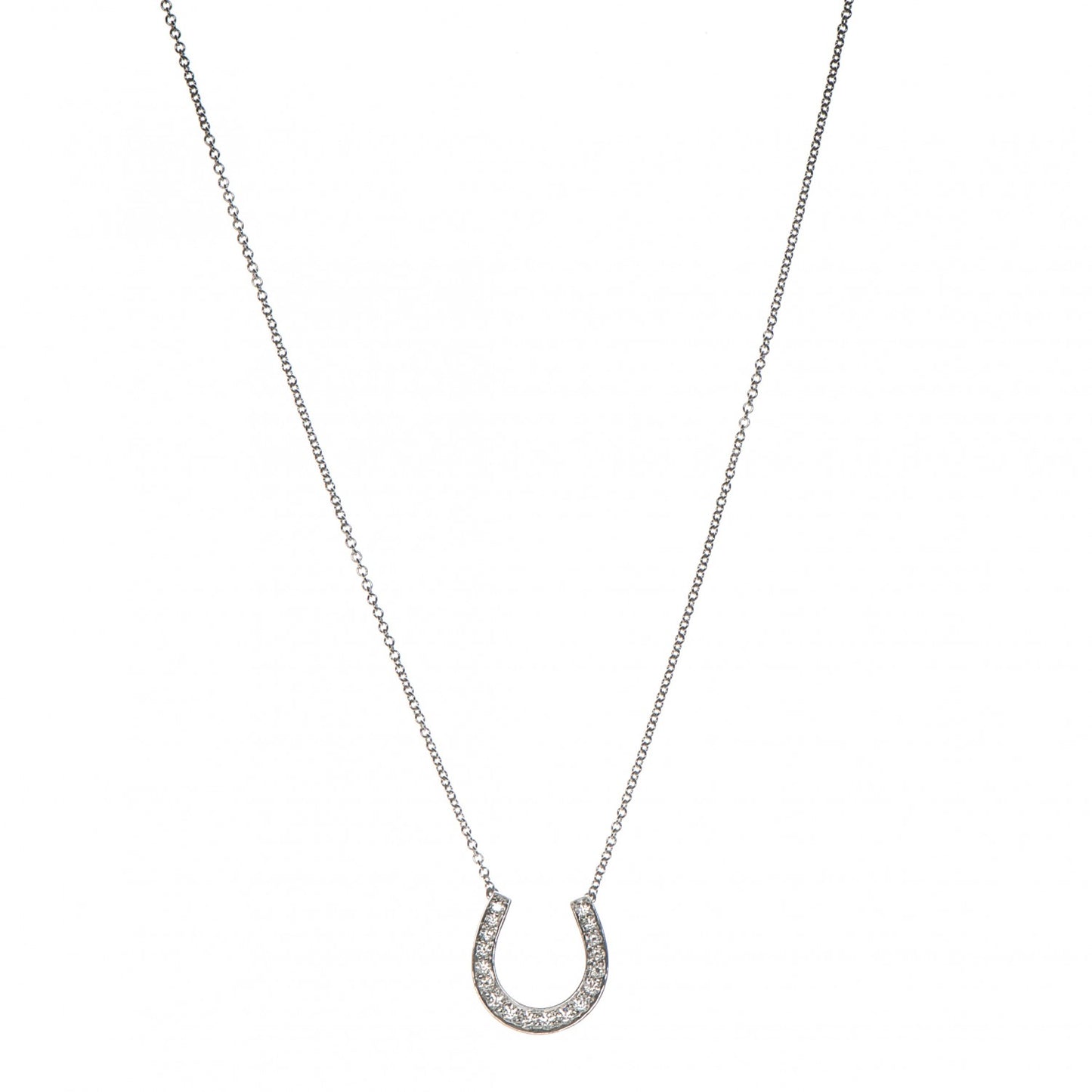 Platinum Diamond Horseshoe Pendant Necklace