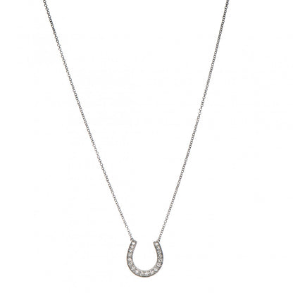 Tiffany Platinum Diamond Horseshoe Pendant Necklace 1 of 6