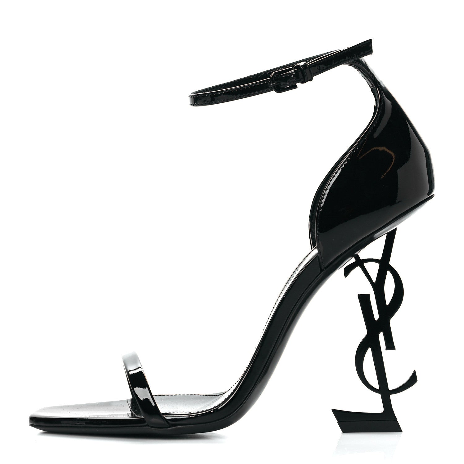 Saint Laurent Patent Calfskin Opyum 110 Sandals 38 Black 1 of 10