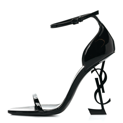 Saint Laurent Patent Calfskin Opyum 110 Sandals 38 Black 1 of 10