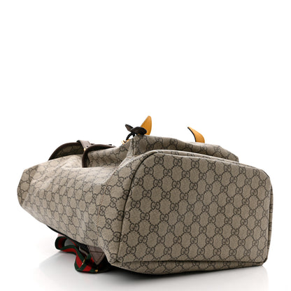 Gucci Soft GG Supreme Monogram Neo Vintage Double Buckle Backpack Beige New Acero Crop 4 of 9