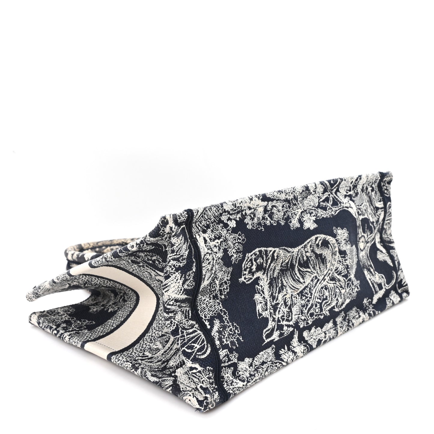 Canvas Embroidered Medium Dioriviera Toile De Jouy Reverse Book Tote Blue