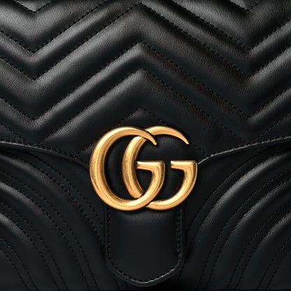 Gucci Calfskin Matelasse Sylvie Web Small GG Marmont Top Handle Shoulder Bag Black 9 of 13