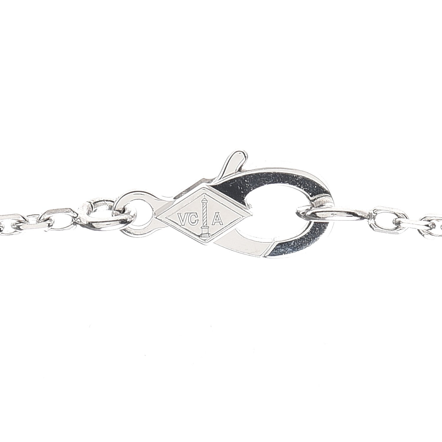 Van Cleef & Arpels 18K White Gold Diamond Guilloche Vintage Alhambra Pendant Necklace 4 of 8