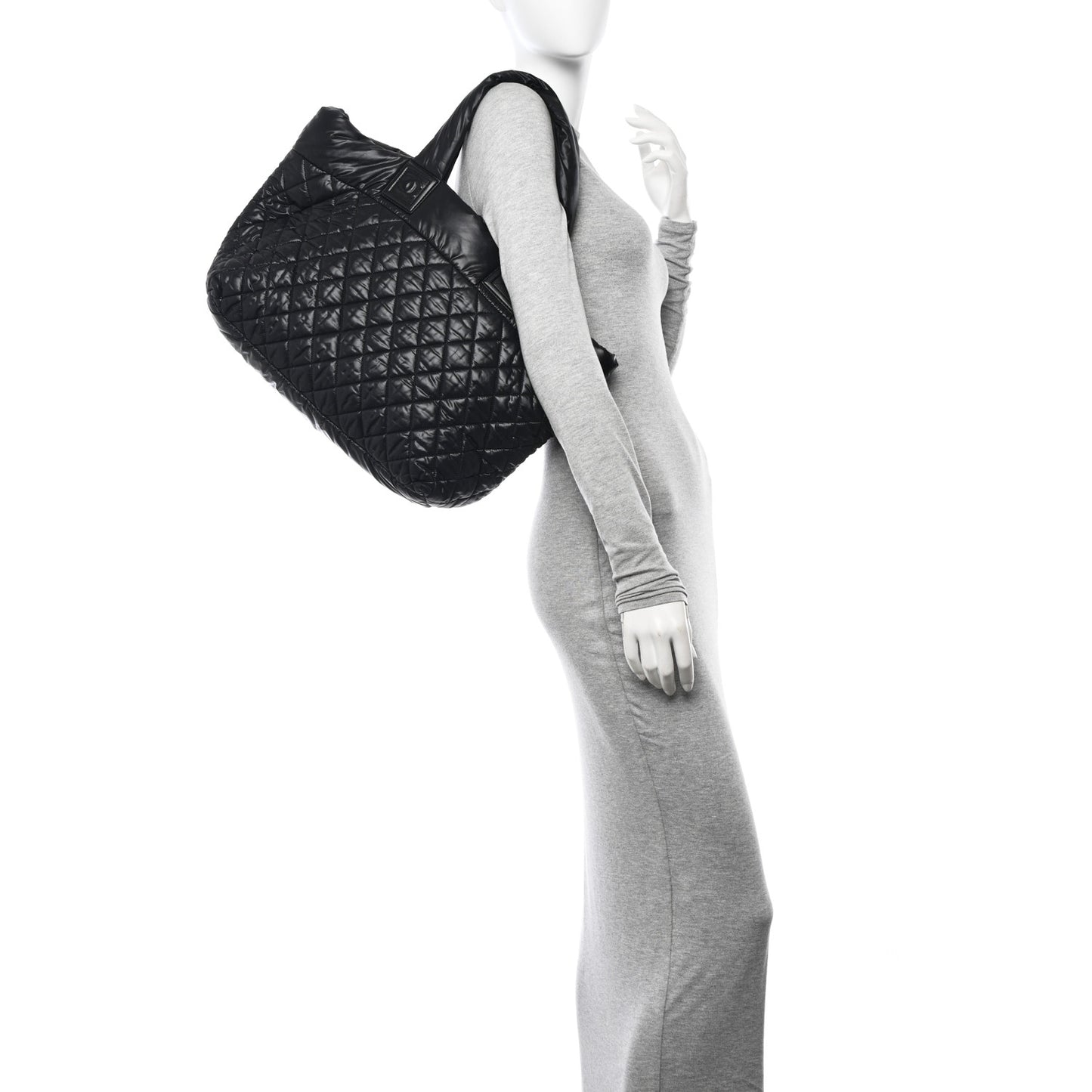 Nylon Quilted Large Coco Cocoon Tote Black