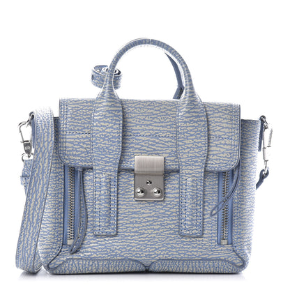 3.1 Phillip Lim 3.1 Textured Calfskin Mini Pashli Satchel Blue Ivory 1 of 10