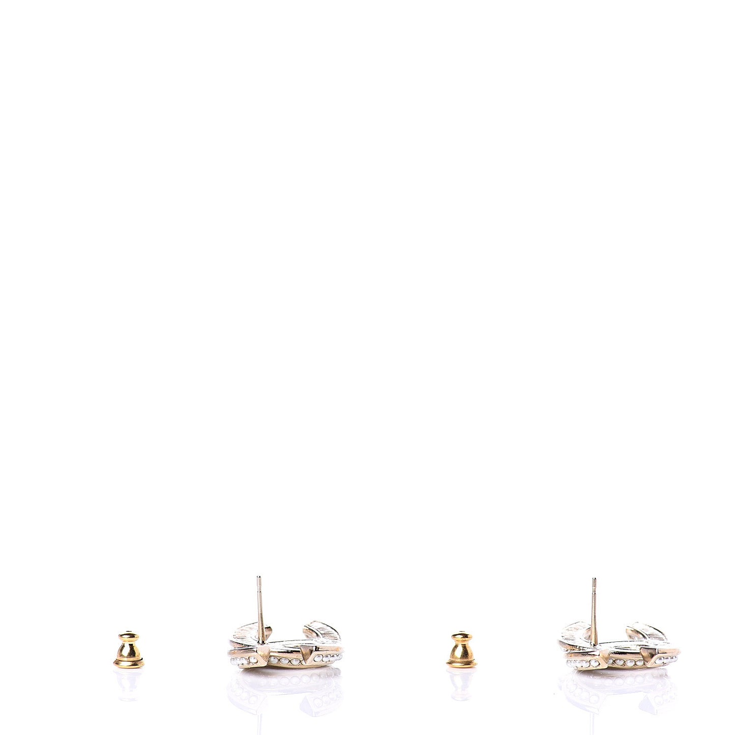 Crystal Pearl CC Earrings Light Gold