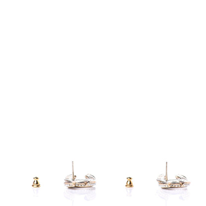 Chanel Crystal Pearl CC Earrings Light Gold 3 of 5