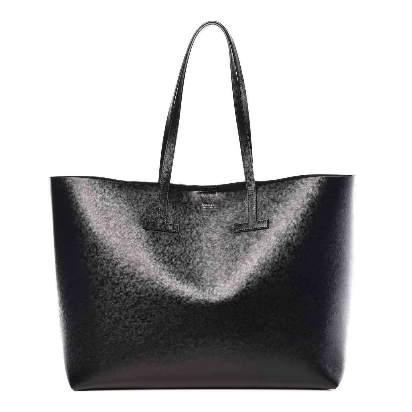 Grained Calfskin Large T Tote Black