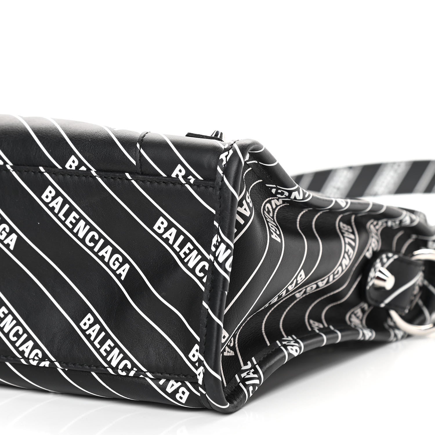 Balenciaga Veau Allover Logo Classic Silver Hardware S City Black White 6 of 10