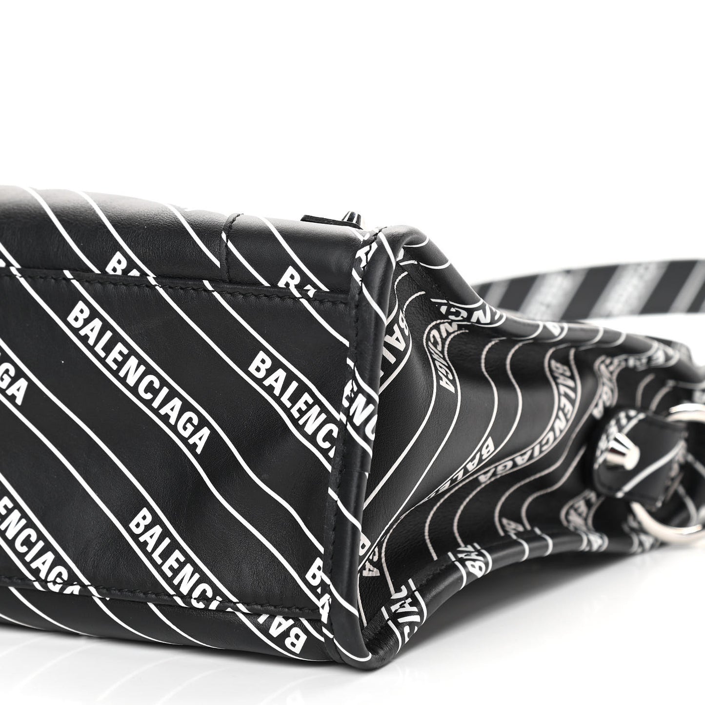 Veau Allover Logo Classic Silver Hardware S City Black White