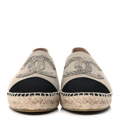 Chanel Canvas Grosgrain CC Espadrilles 39 Beige Black 2 of 9