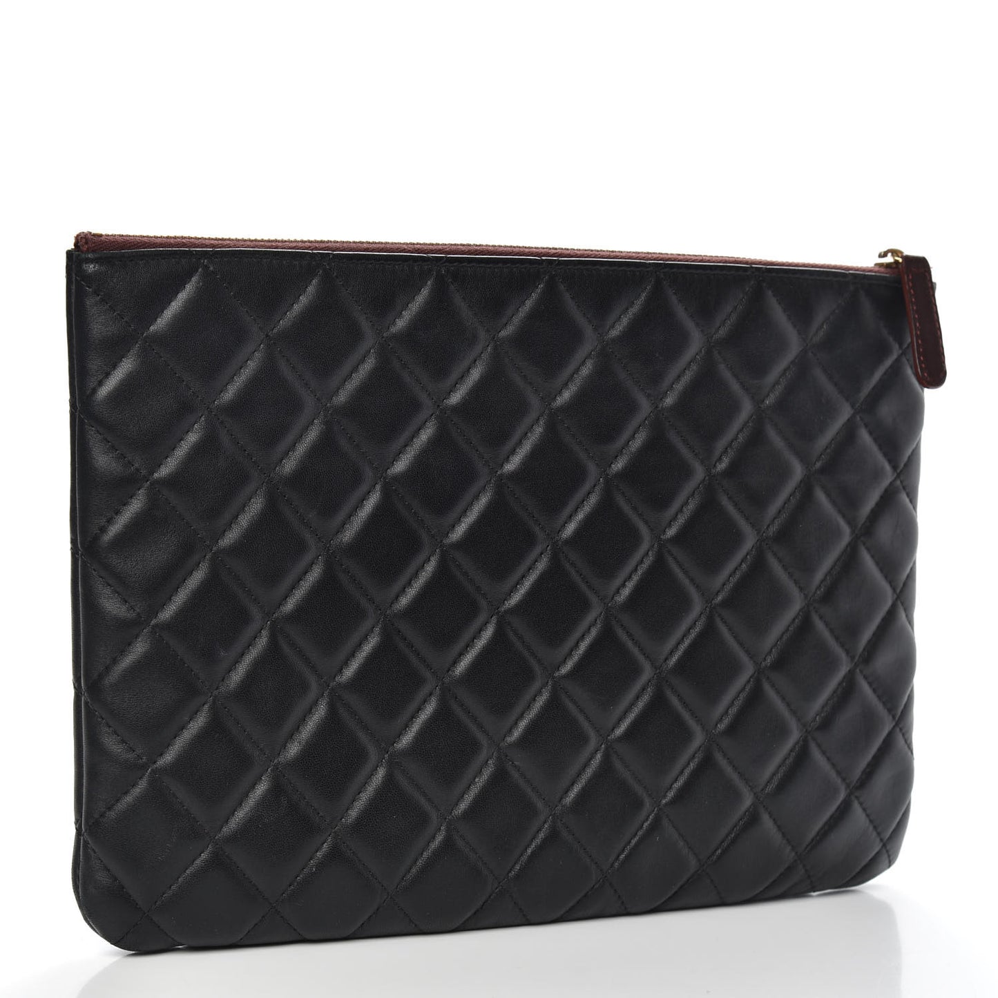 Lambskin Quilted Medium Cosmetic Case Black