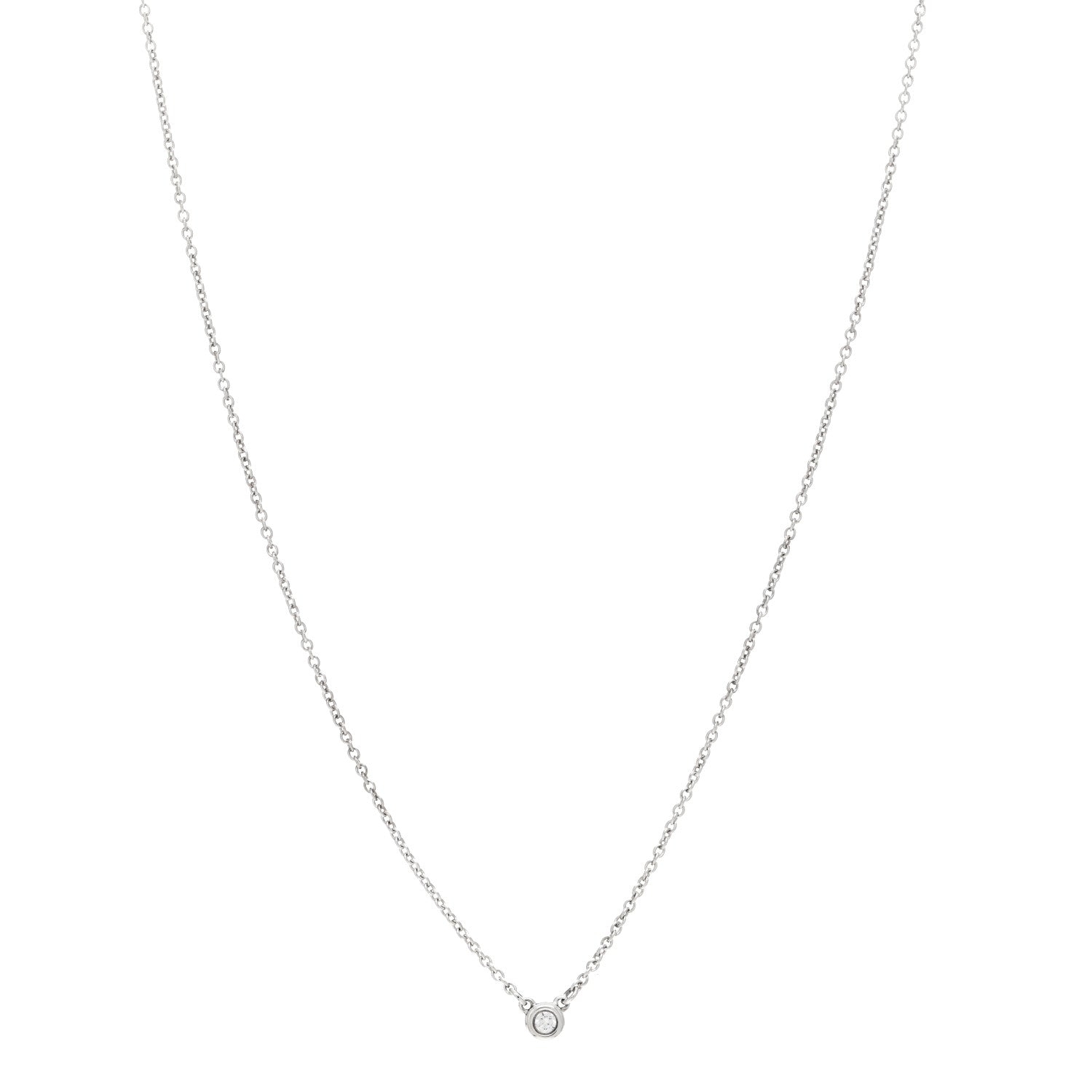 Tiffany Sterling Silver Diamond .05ct Elsa Peretti Diamonds by the Yard Pendant Necklace 1 of 3