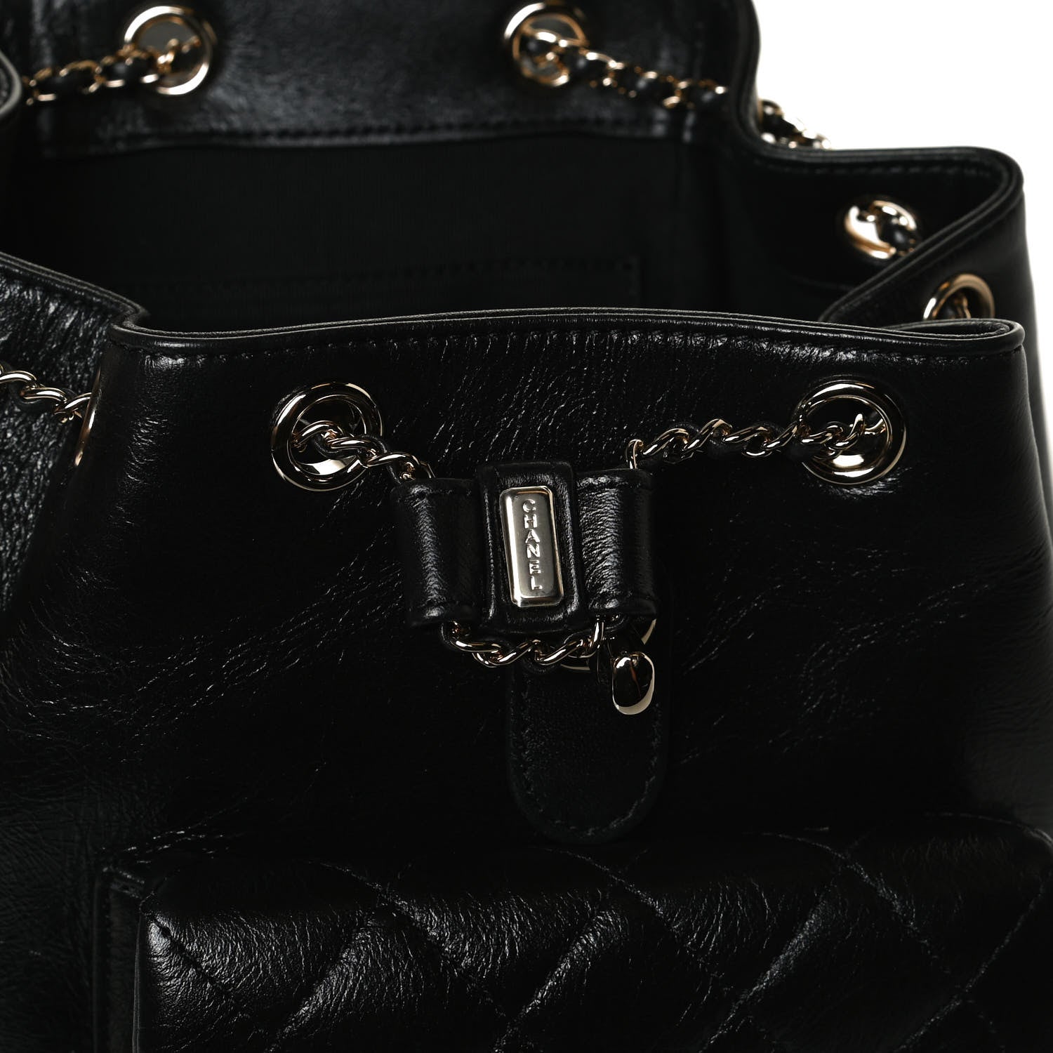 Chanel Glazed Aged Calfskin Quilted Small Duma Drawstring Backpack Black 10 of 13