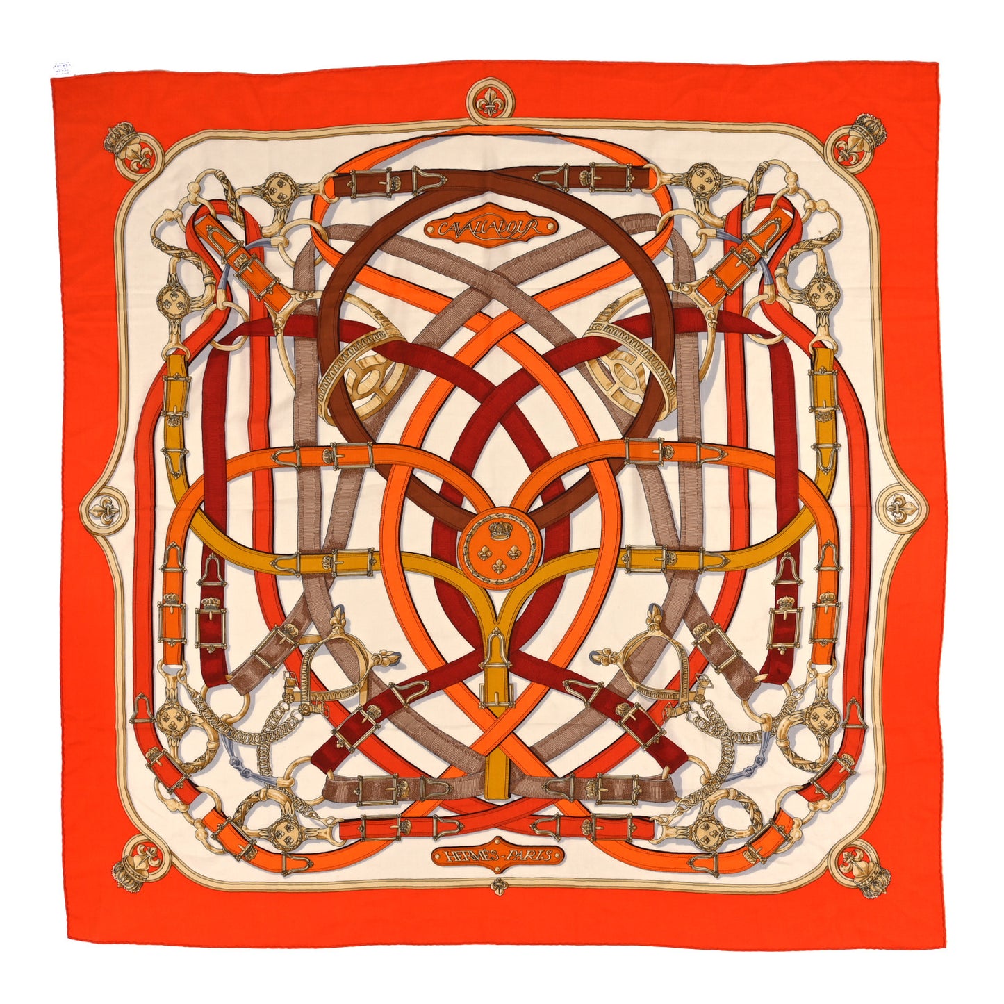 Cashmere Silk Cavalcadour Shawl 140 Orange White Brun