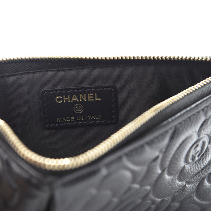 Chanel Caviar Camellia Embossed Classic Flat Wallet Pouch Black 6 of 7