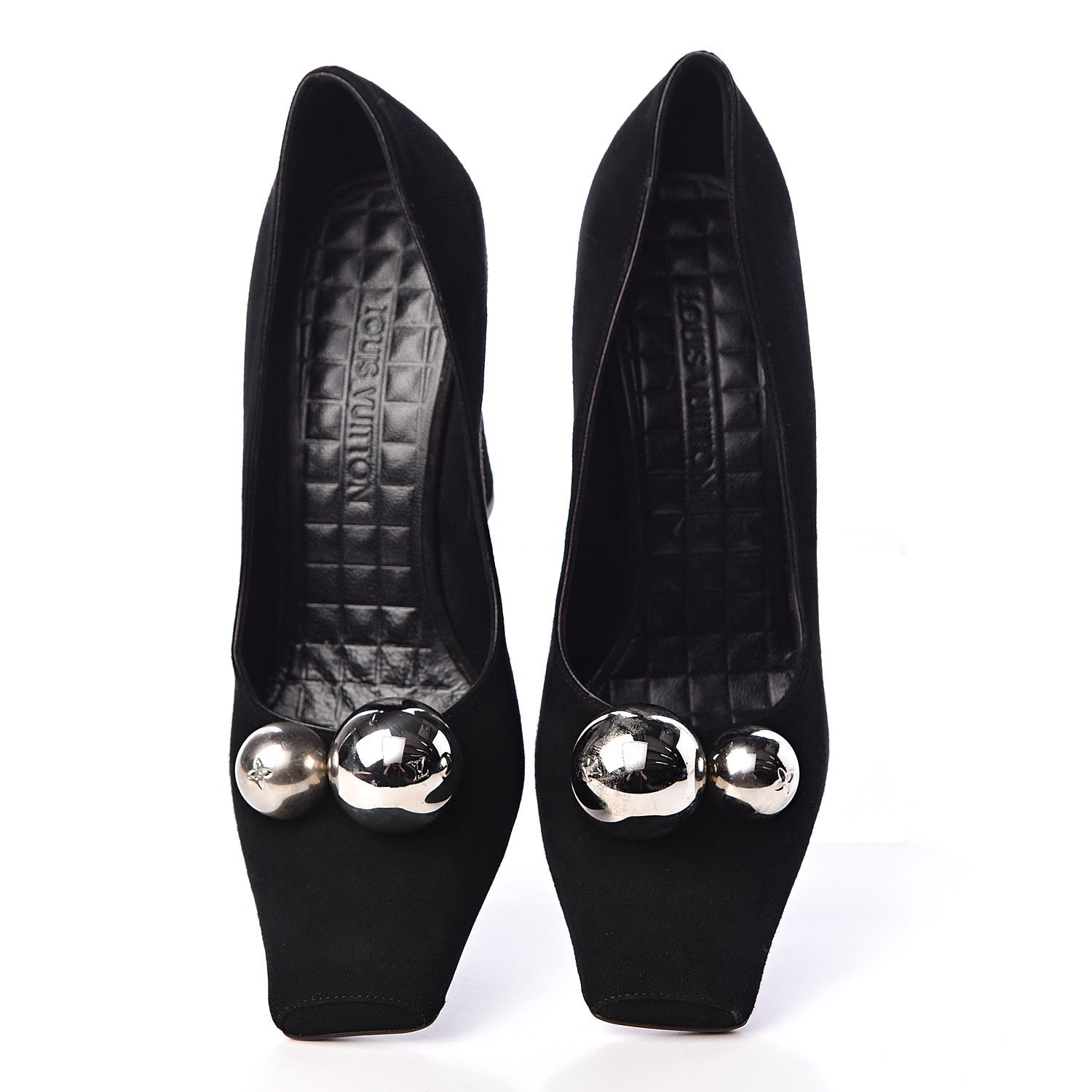 Louis Vuitton Suede Mirrored Ball Pumps 37 Black 3 of 16