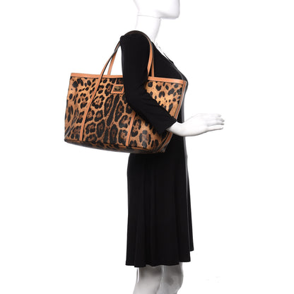 Dolce & Gabbana Coated Canvas Leopard Print Miss Escape Tote Light Beige 2 of 9