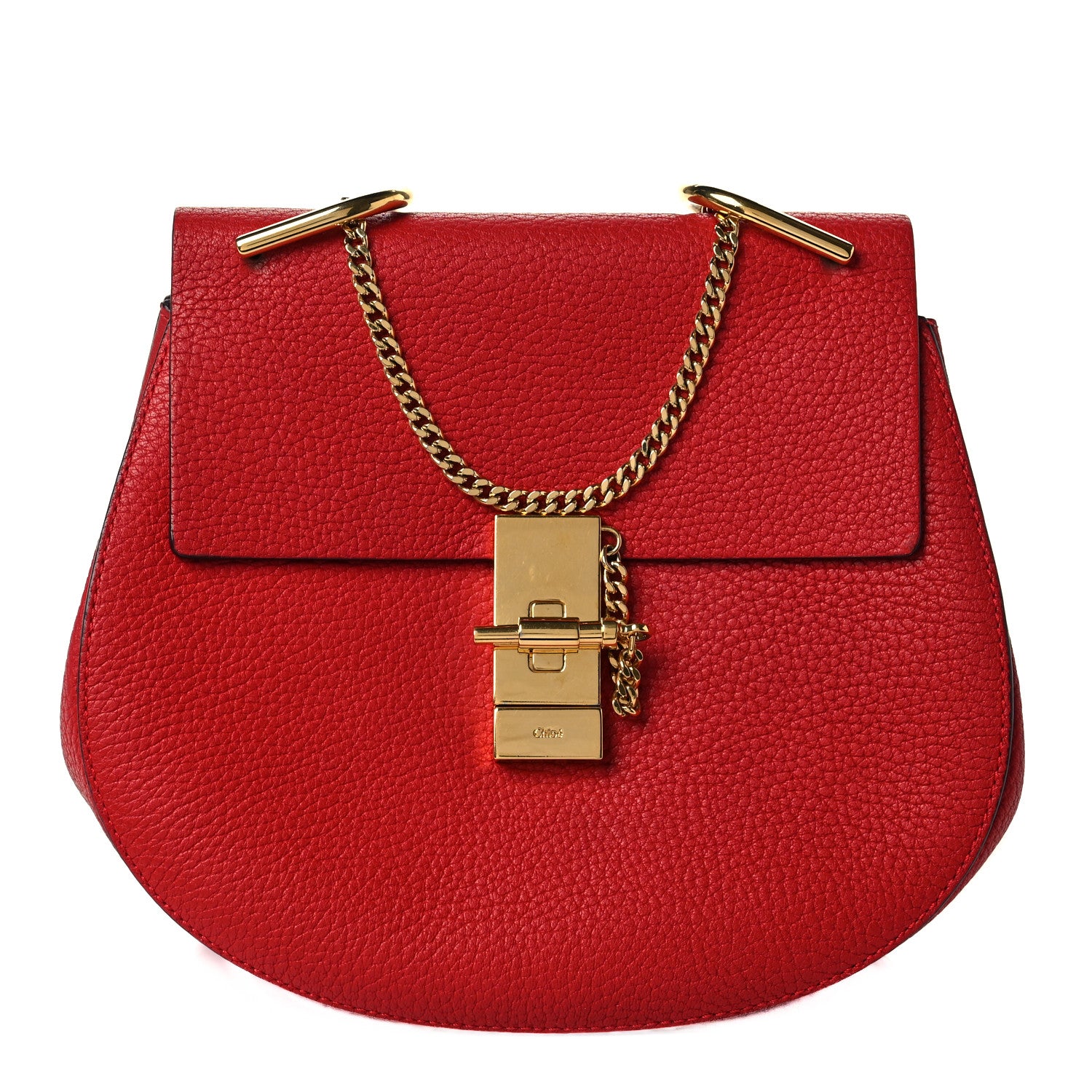 Chloe Grained Lambskin Mini Drew Shoulder Bag Plaid Red 1 of 7