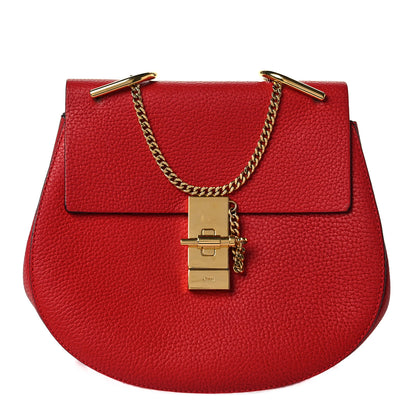 Chloe Grained Lambskin Mini Drew Shoulder Bag Plaid Red 1 of 7