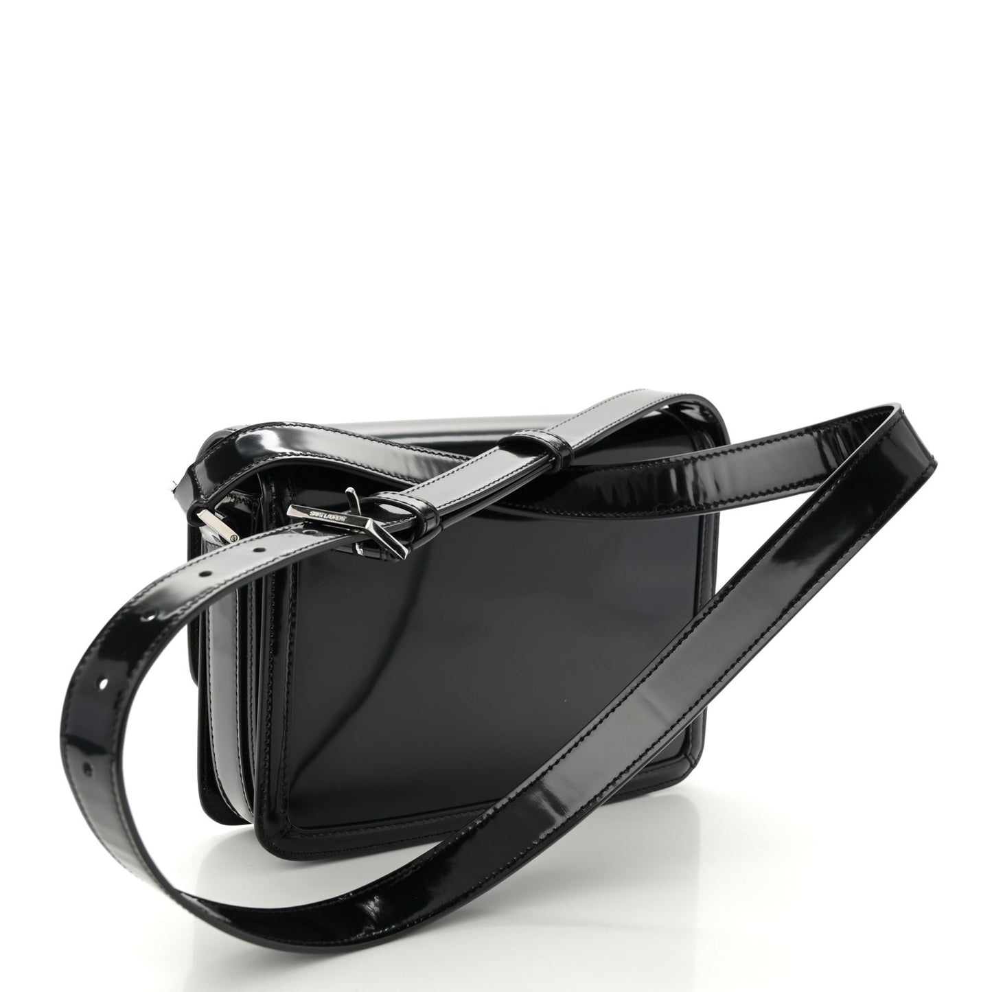 Patent Calfskin Monogram Medium Solferino Satchel Black