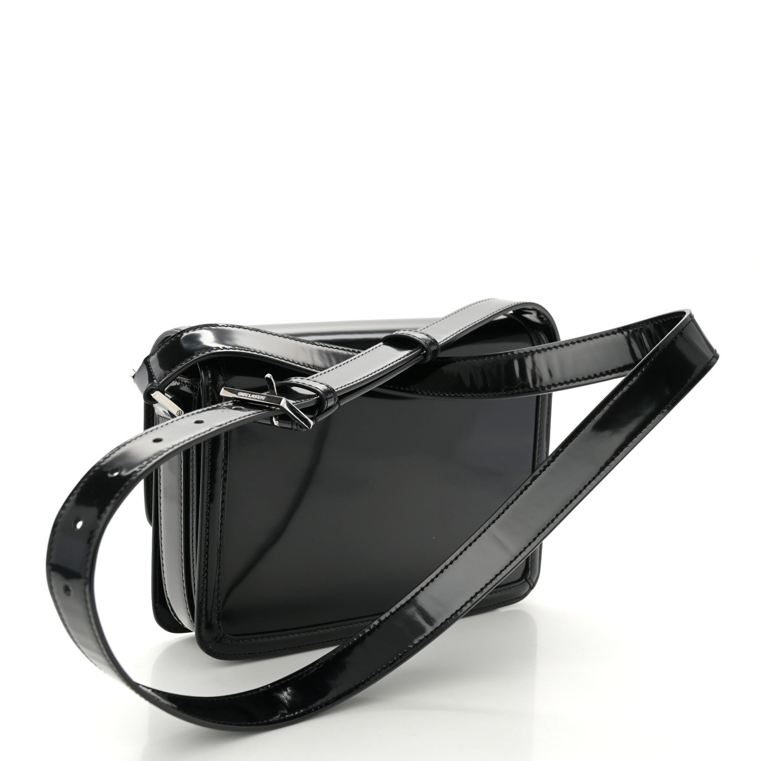 Saint Laurent Patent Calfskin Monogram Medium Solferino Satchel Black 3 of 11