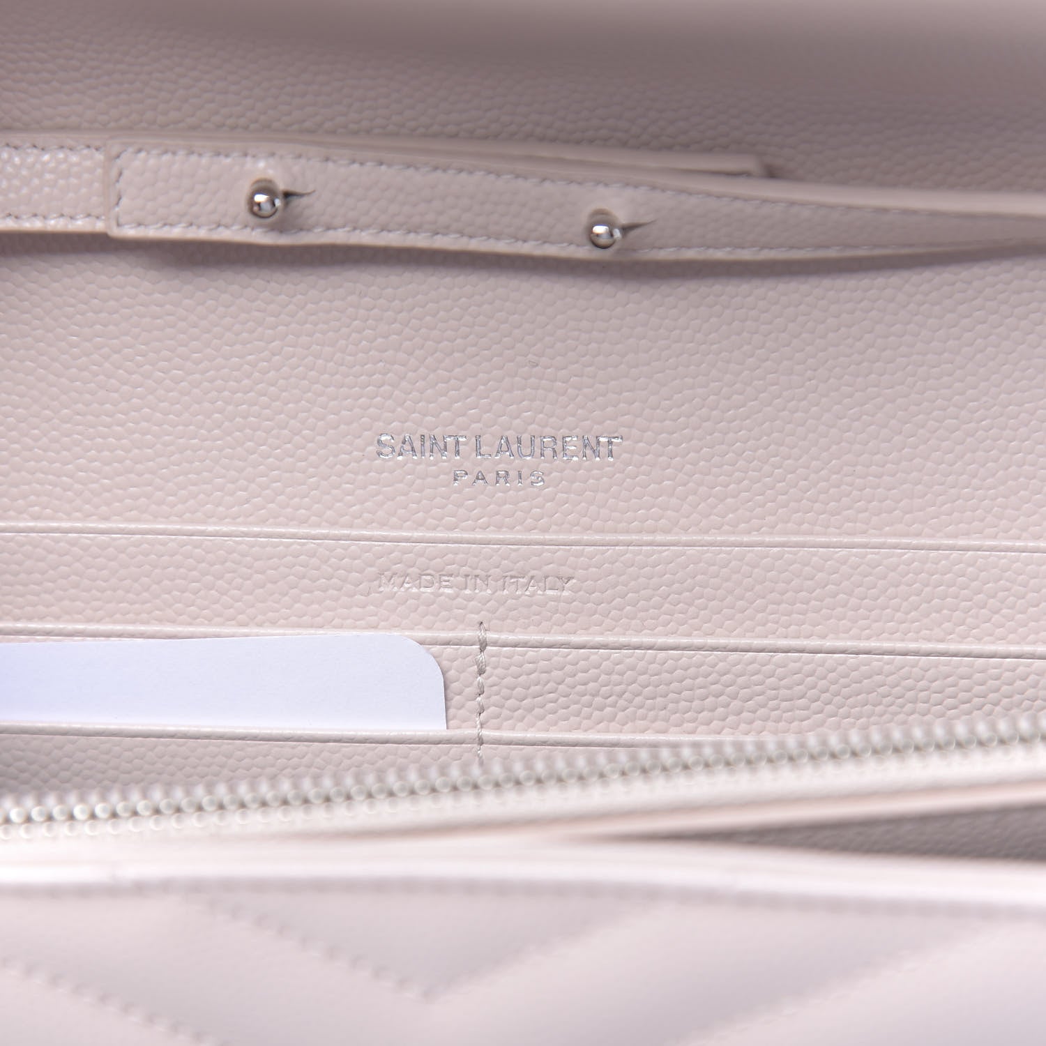 Saint Laurent Grain De Poudre Matelasse Chevron Monogram Chain Wallet Nude Powder 6 of 10