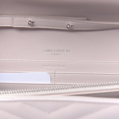 Saint Laurent Grain De Poudre Matelasse Chevron Monogram Chain Wallet Nude Powder 6 of 10