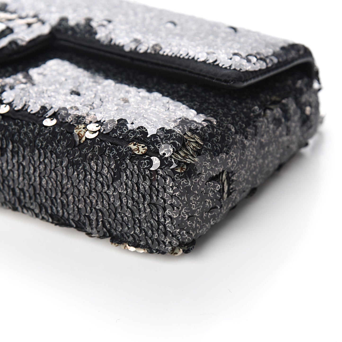 Sequin Mini Flap Beige Black