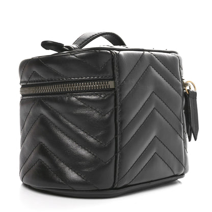 Gucci Calfskin Matelasse GG Marmont Vanity Cosmetic Case Black 3 of 11