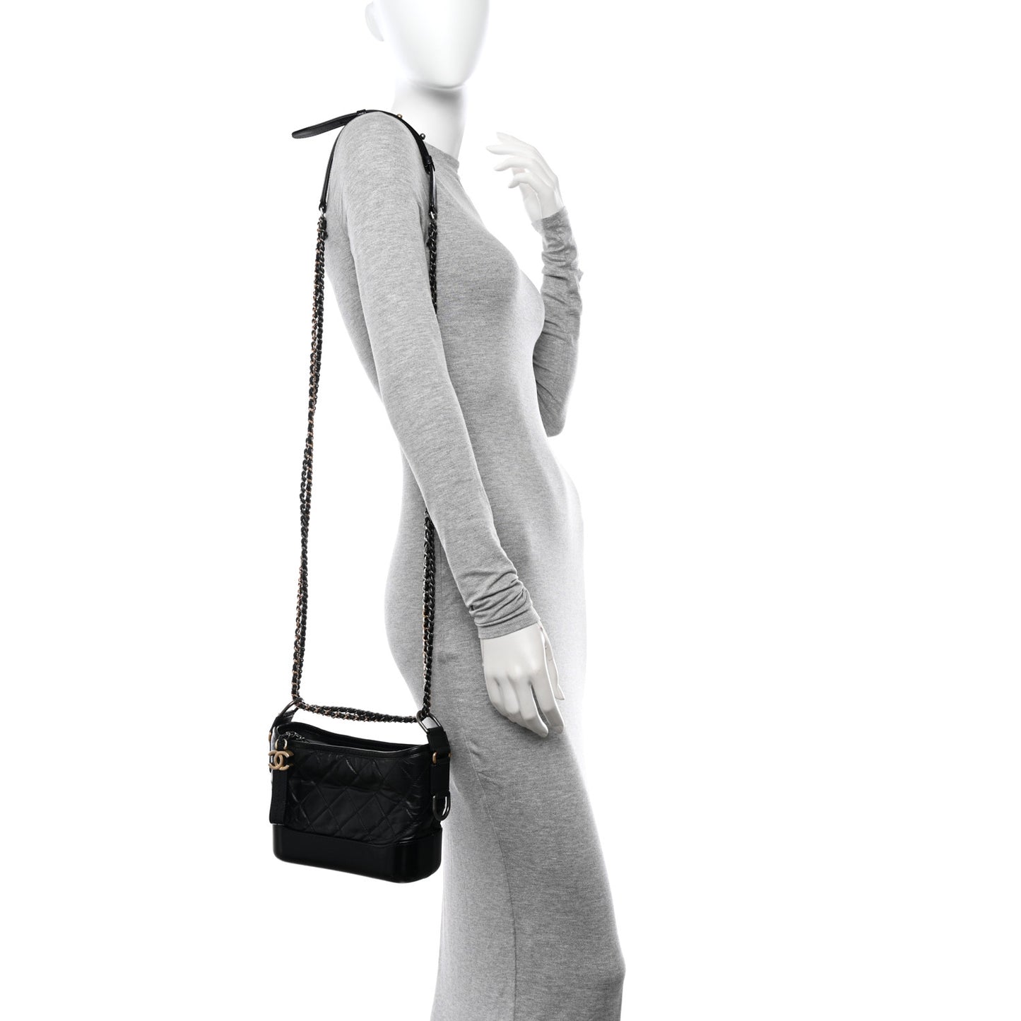 Aged Calfskin Quilted Small Gabrielle Hobo Black