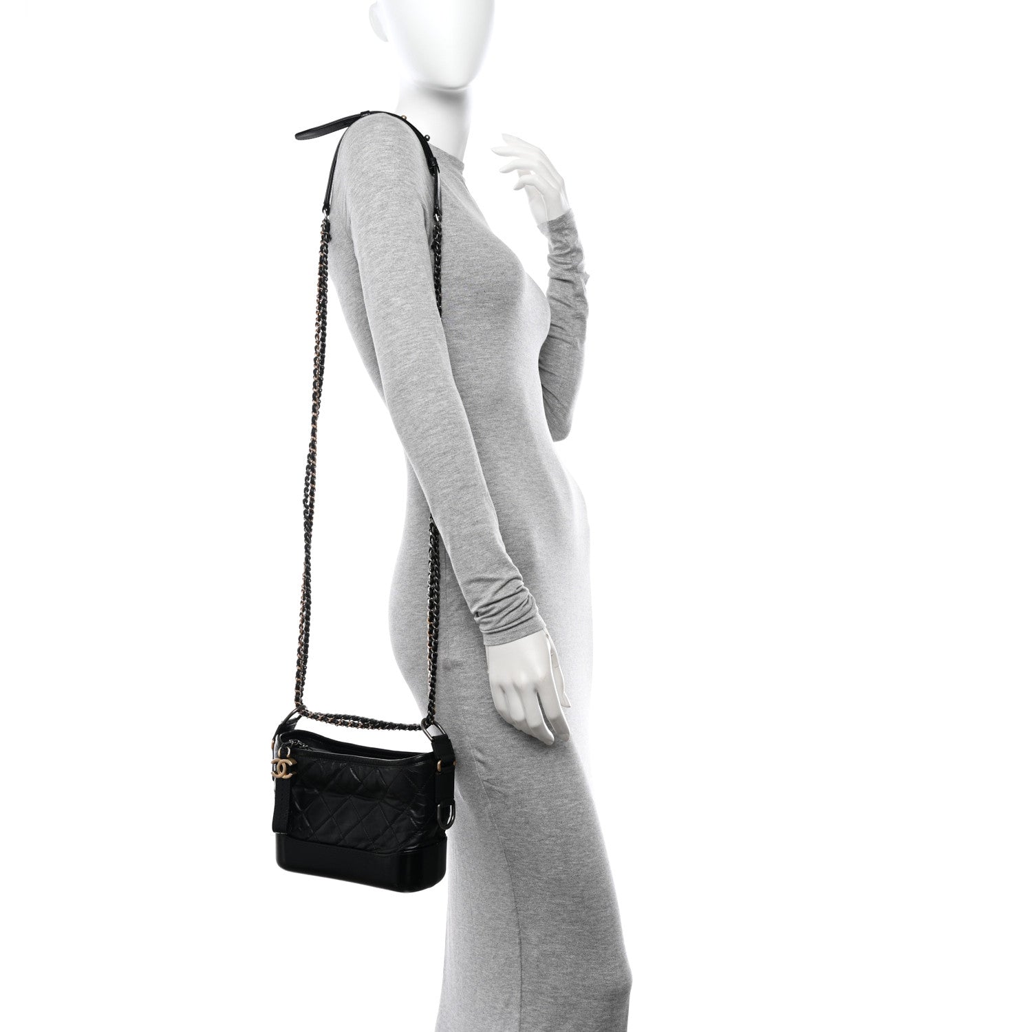 Chanel Aged Calfskin Quilted Small Gabrielle Hobo Black 2 of 10