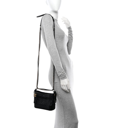 Chanel Aged Calfskin Quilted Small Gabrielle Hobo Black 2 of 10