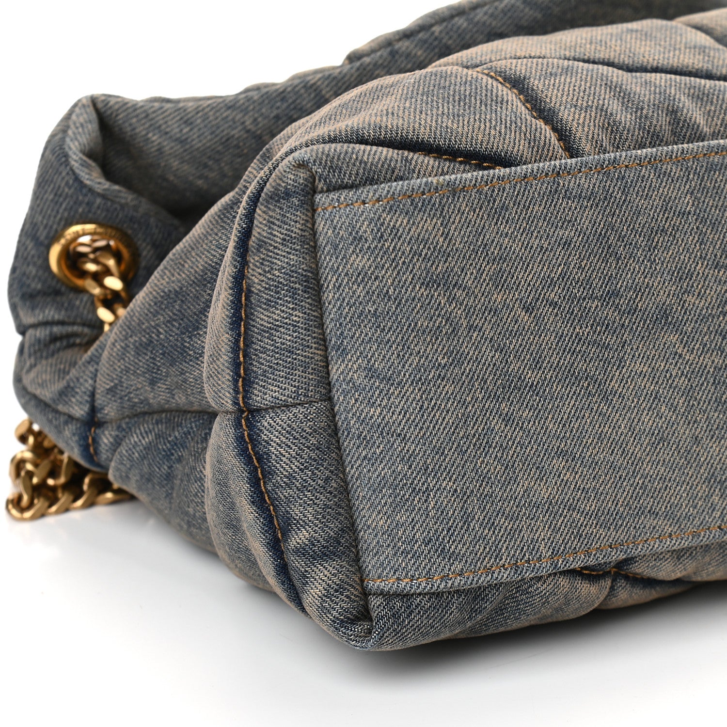Saint Laurent Denim Quilted Small Loulou Puffer Monogram Chain Satchel Blue Cinnamon 7 of 8