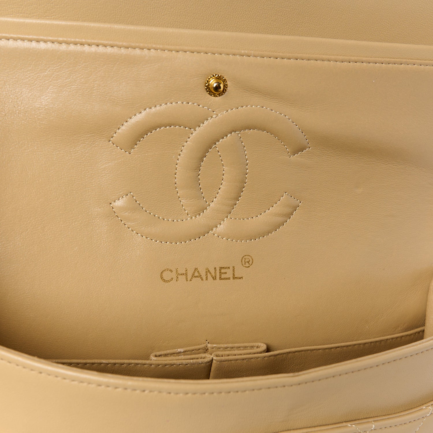 Chanel Lambskin Quilted Medium Double Flap Beige 6 of 12