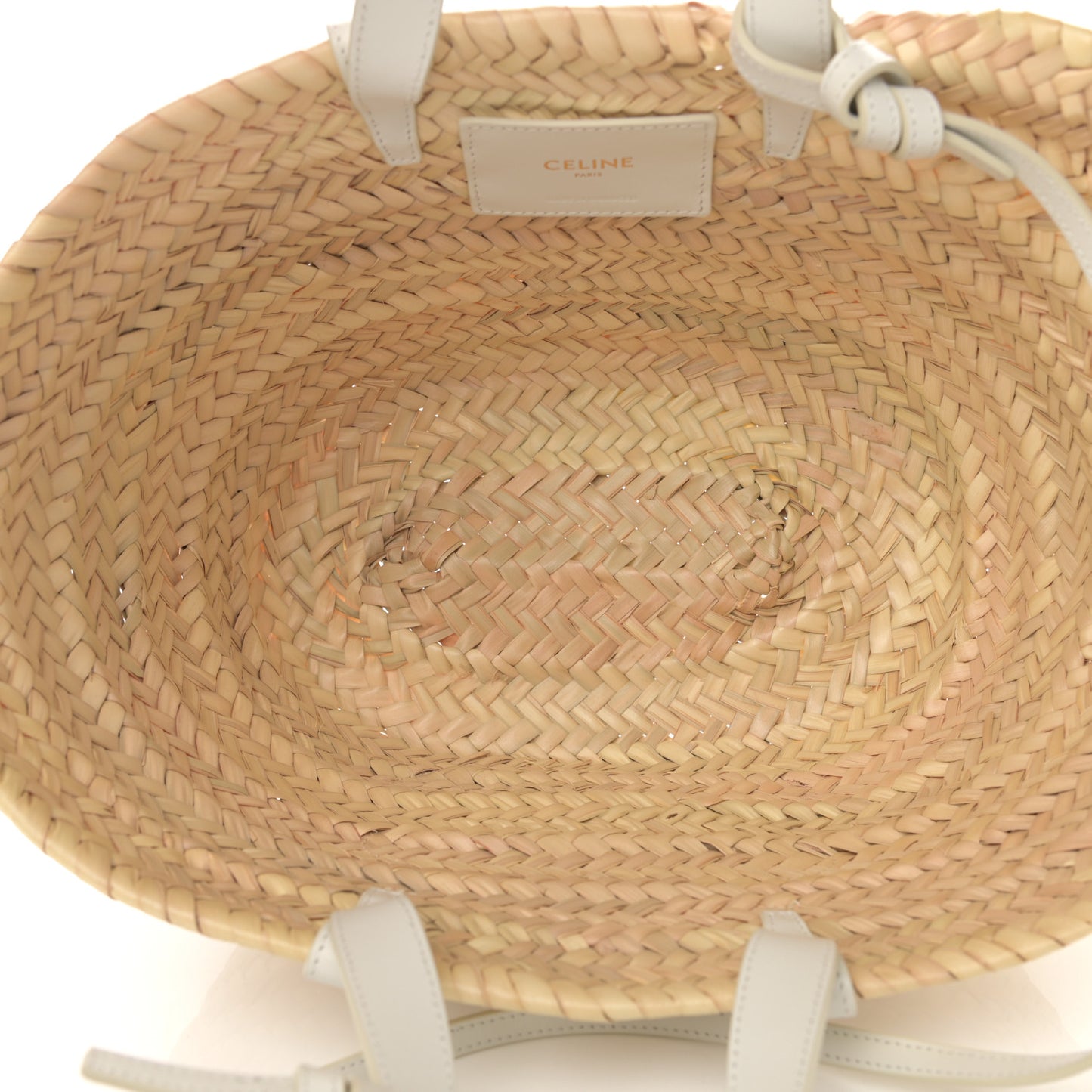 Raffia Calfskin Triomphe Teen Panier White