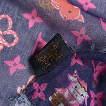 Louis Vuitton Wool Silk Monogram Shawl Blue Multicolor Blue Multicolor 3 of 3