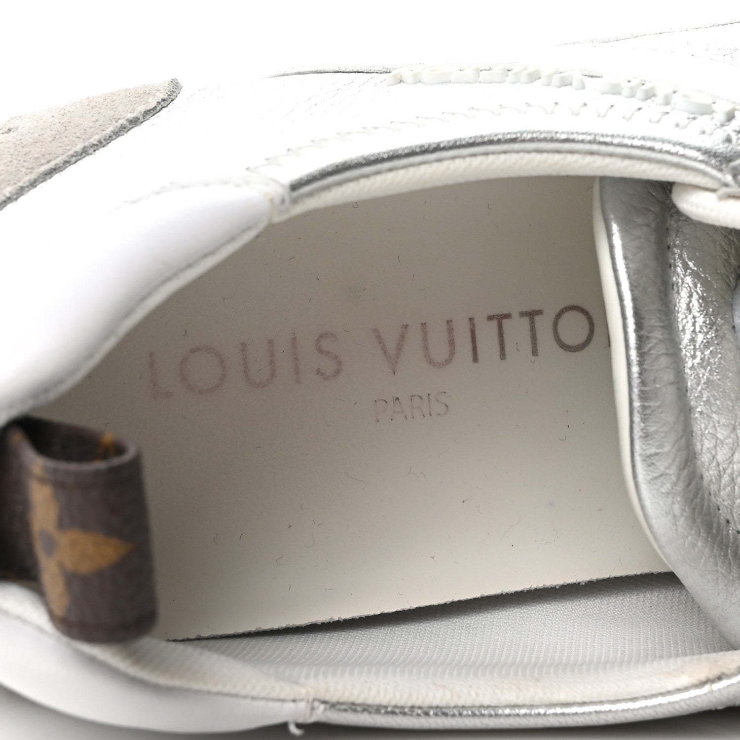 Louis Vuitton Metallic Grained Calfskin Womens LV Sneakerina 38 Silver 8 of 10