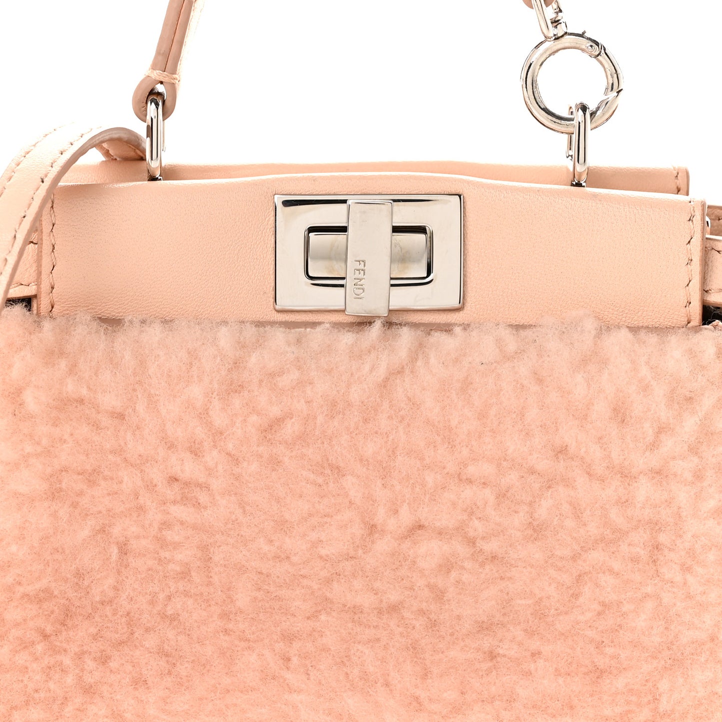 Shearling Nappa Mini Peekaboo Iconic Satchel Light Rose